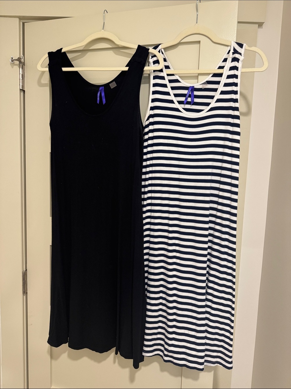Seraphine Black & Navy Striped Maternity Tank Dresses